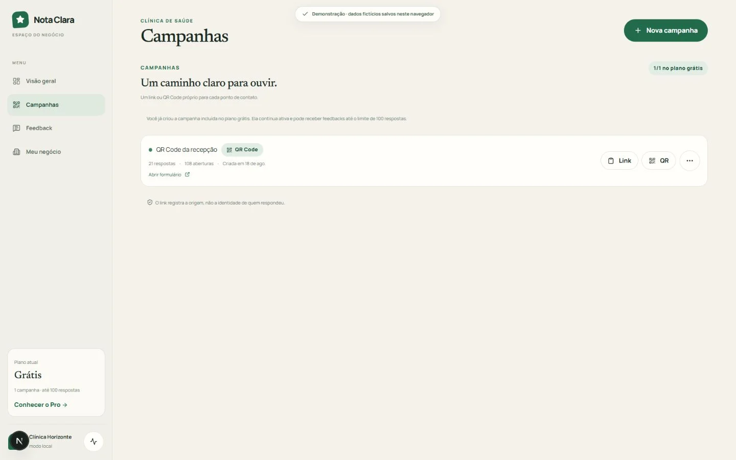 Campanhas com links e QR codes
